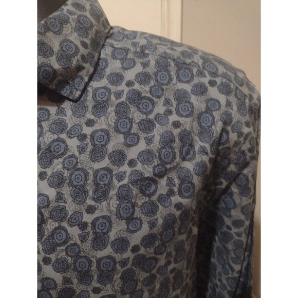 New Perry Ellis Men's button shirt LT Large Tall Long Sleeve Floral Pattern Gray - Picture 3 of 11
